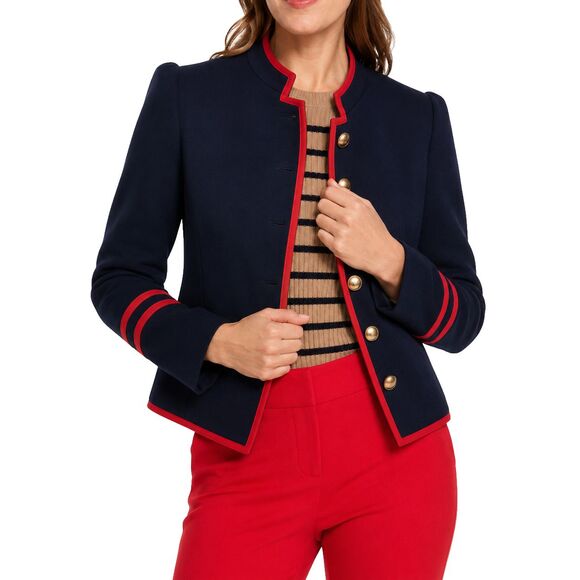 Boden Jackets & Blazers - Boden Cambridge Military Jacket Size 6 Navy Velvet Trim Gold Buttons NWT Blazer